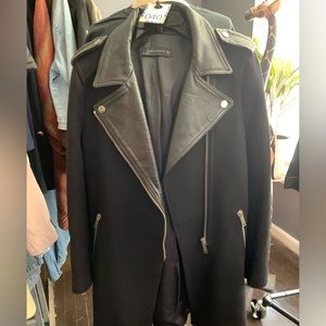 Zara Woman Military Wool Leather Zio Coat